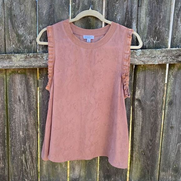 Anthropologie Current Air Mauve Ruffle Trim Tank Blouse | L - Picture 3 of 7